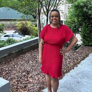 Vibrant Red Pleated Dress DKNY NWT size 4